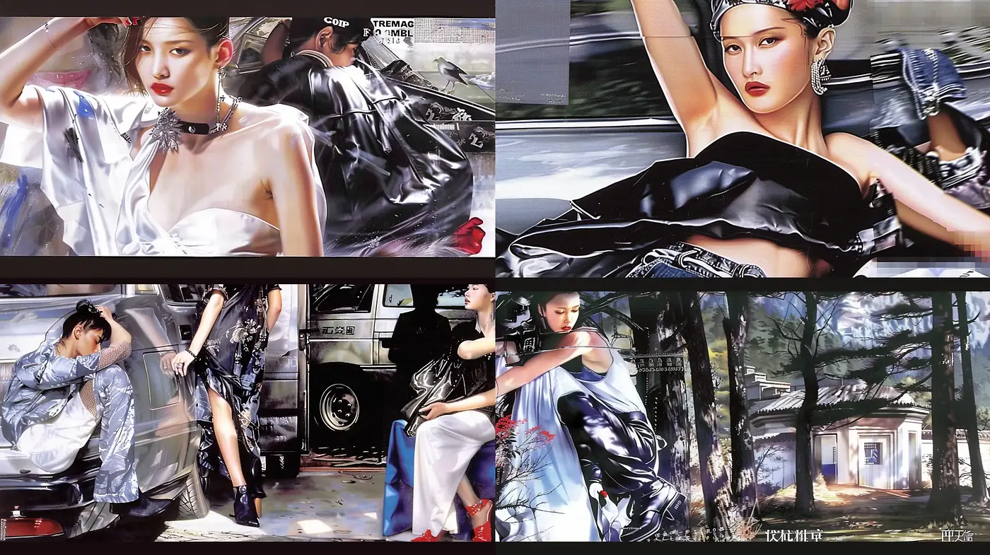 Dynamic Brushwork Portraits Enwrapped in Metallic Hues - Midjourney sref style