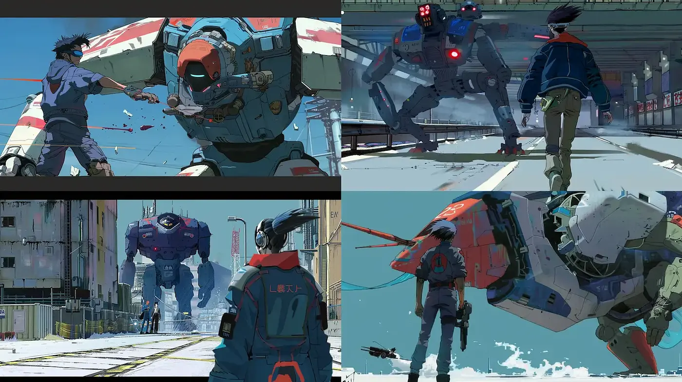 Futuristic Cyberpunk Aesthetic with a Dynamic Sense of Action and Depth - Midjourney sref style