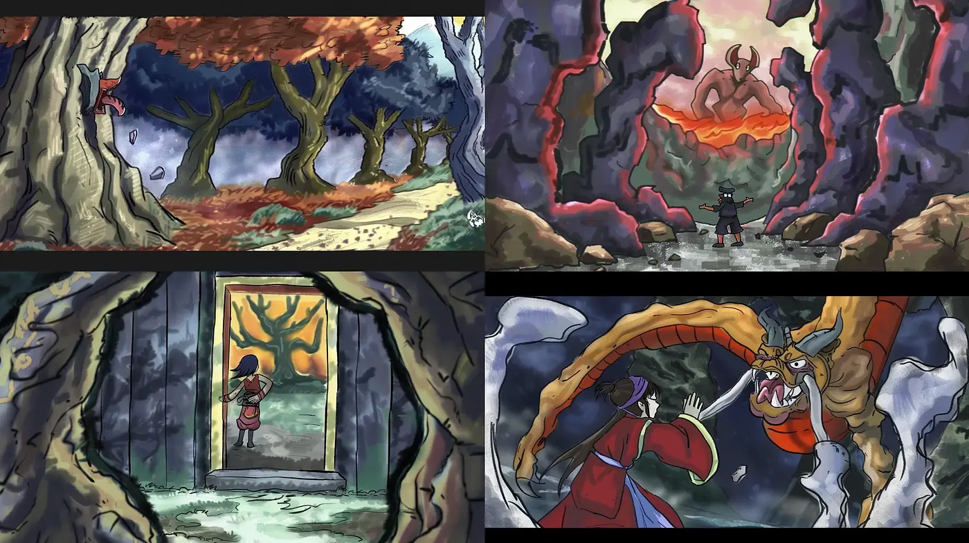 Mystical and Surreal Adventure through Stylized Lands - Midjourney sref style