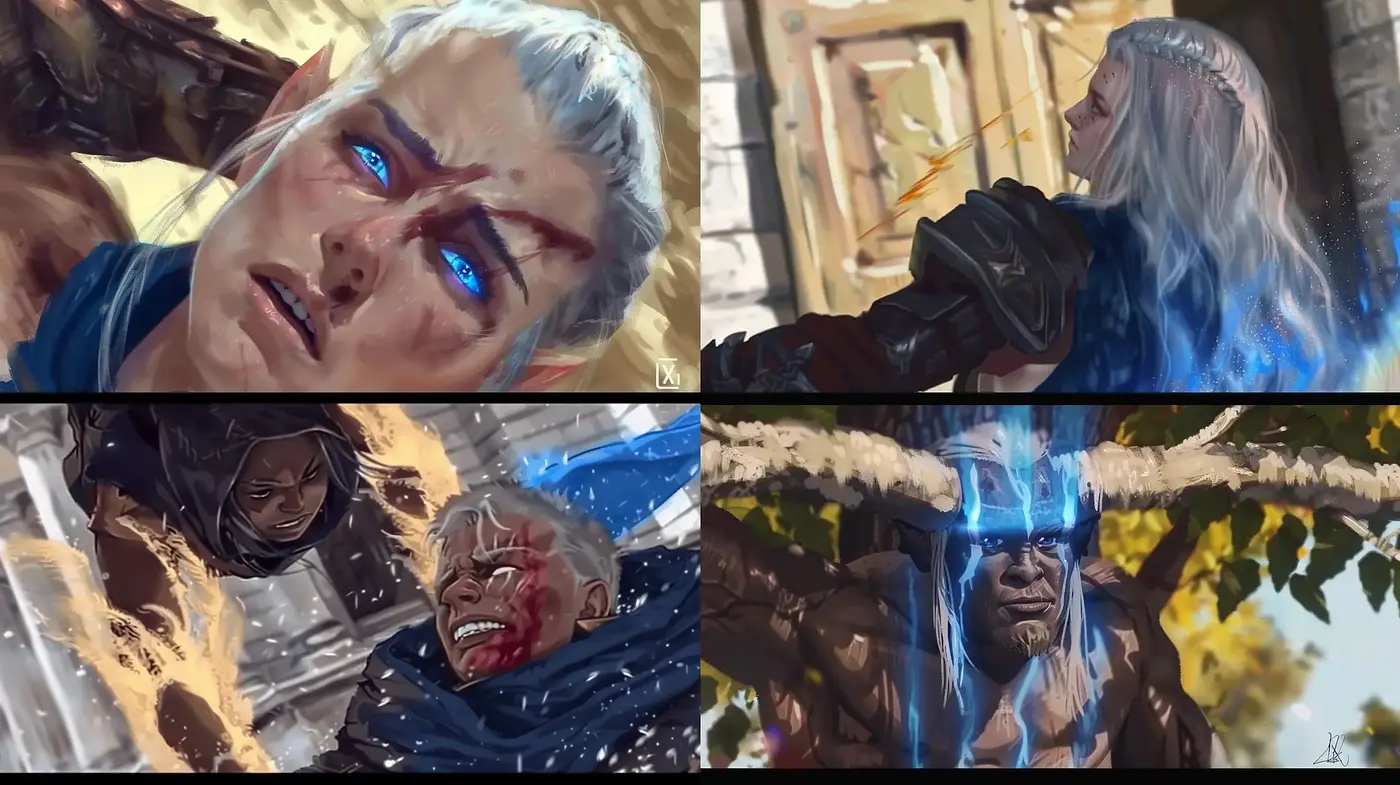 Ethereal Brushwork and Dynamic Lighting in Fantastical Portraits - Midjourney sref style