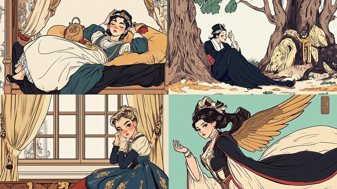 Elegant Traditional Stylization with a Modern Twist - Midjourney sref style
