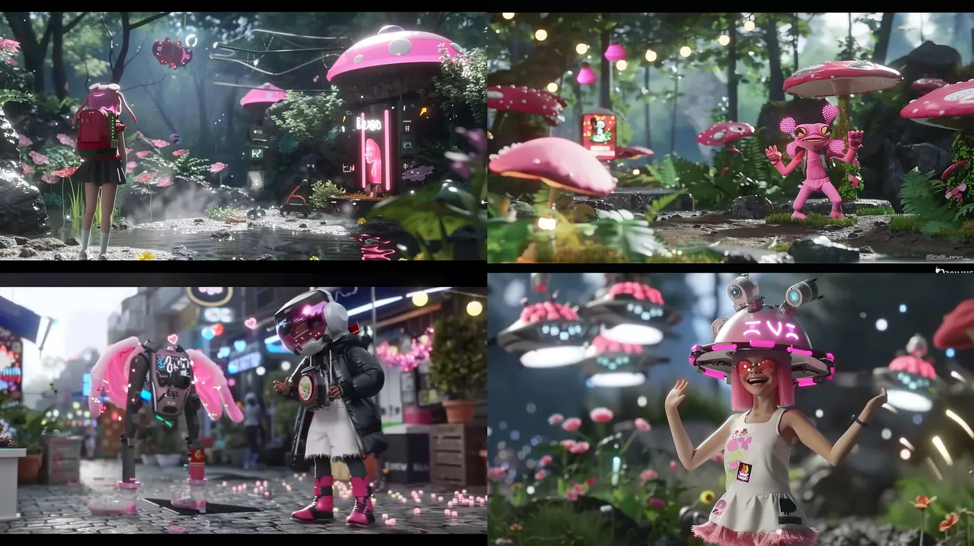 Vibrant Cyber-Nature Fusion with Surreal Overtones - Midjourney sref style