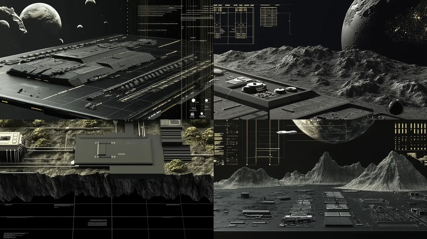 Ethereal Monochromatic Visions of Futuristic Landscapes - Midjourney sref style