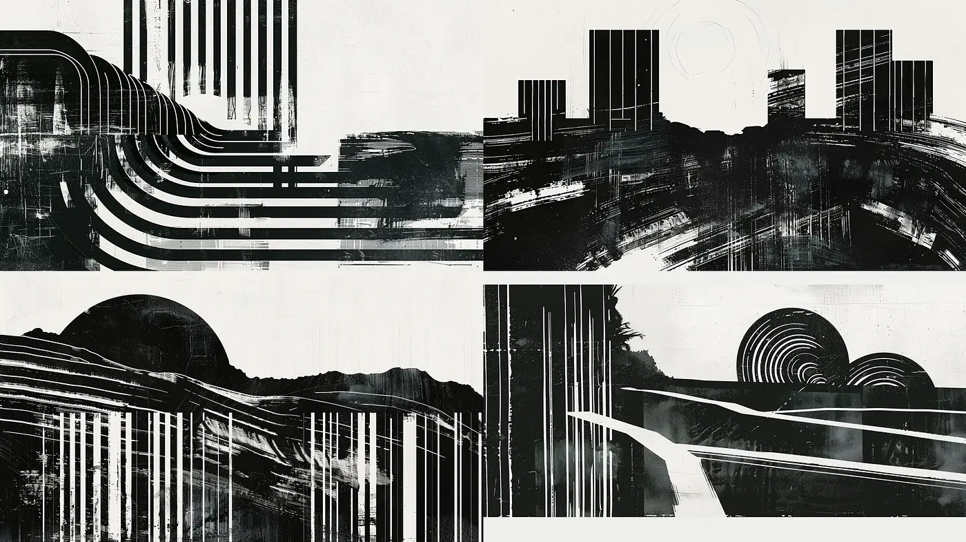 Monochromatic Architectural Abstraction - Midjourney sref style