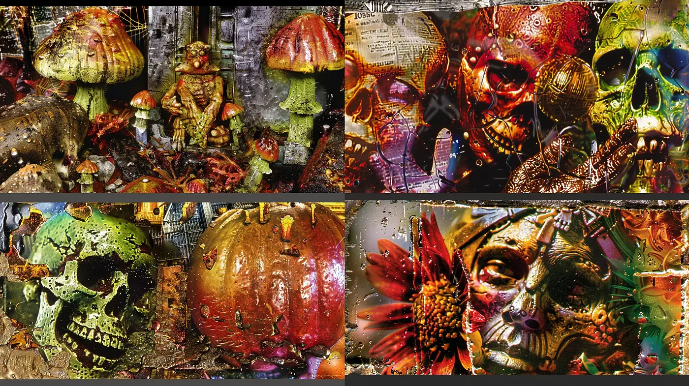 Surreal Synthesis: Textured Elegance in Vivid Hues - Midjourney sref style