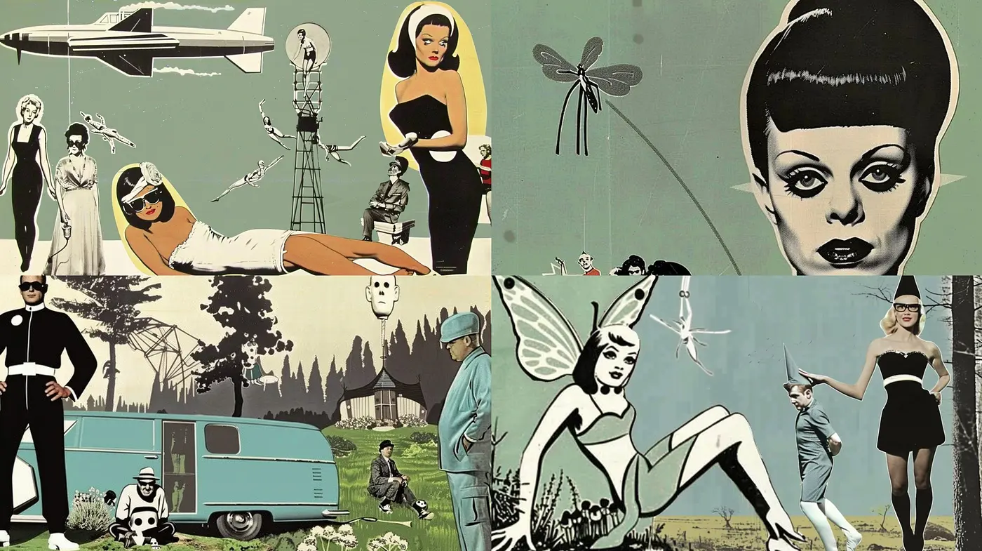 Retro-Futuristic Fusion with Vintage Palette and Mid-Century Modern Vibes - Midjourney sref style