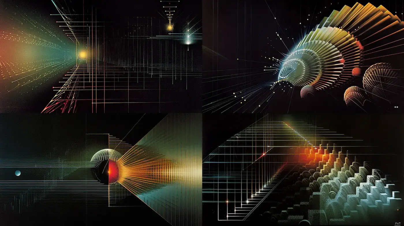 Futuristic Geometric Abstraction with Cosmic Elements - Midjourney sref style