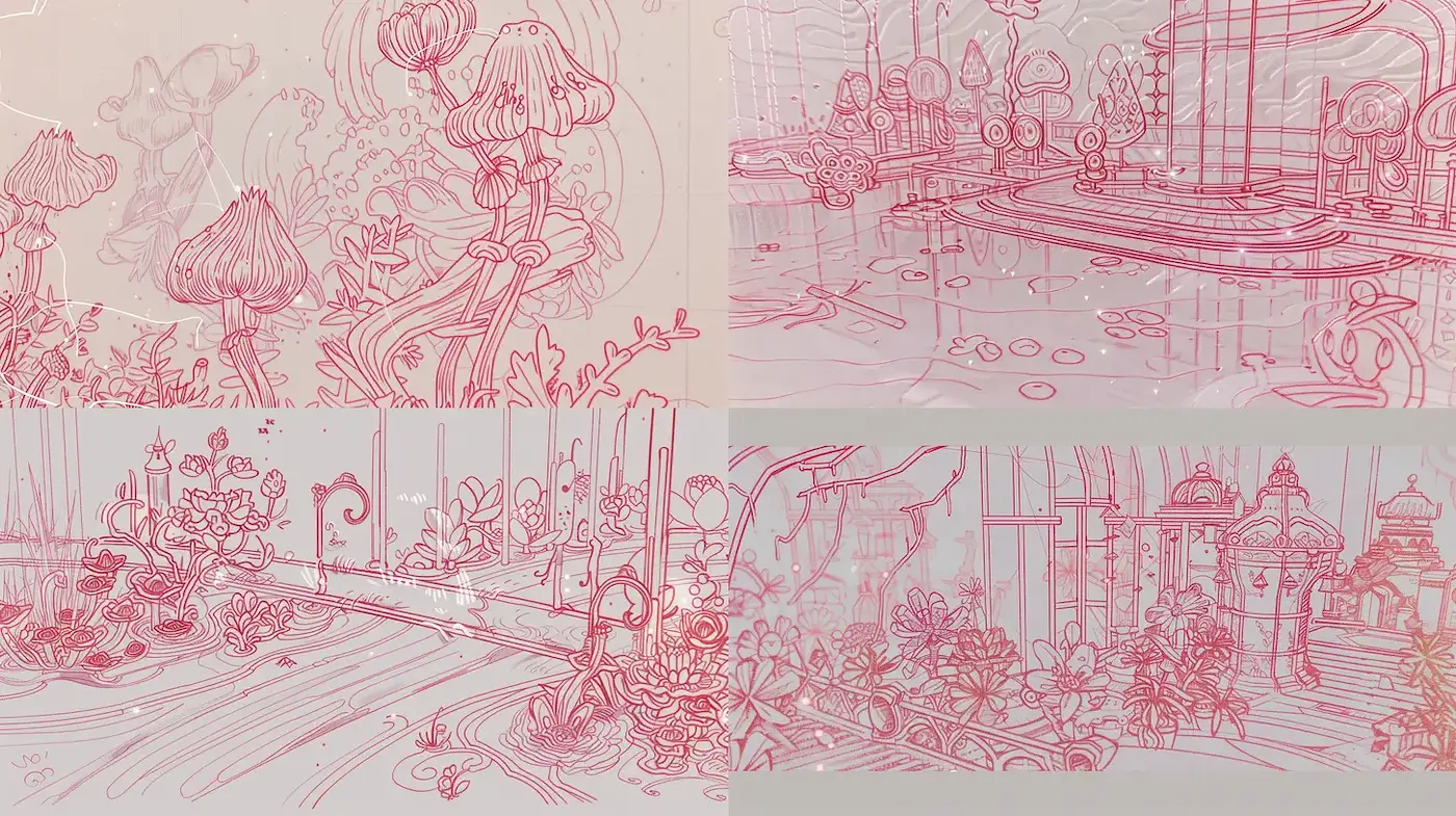 Whimsical surreal landscapes with intricate details - Midjourney sref style