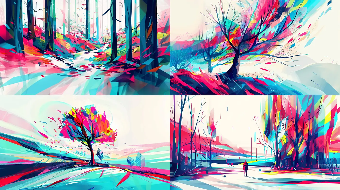 Chromatic Symphony: A Fusion of Abstract Dynamics and Vivid Hues - Midjourney sref style