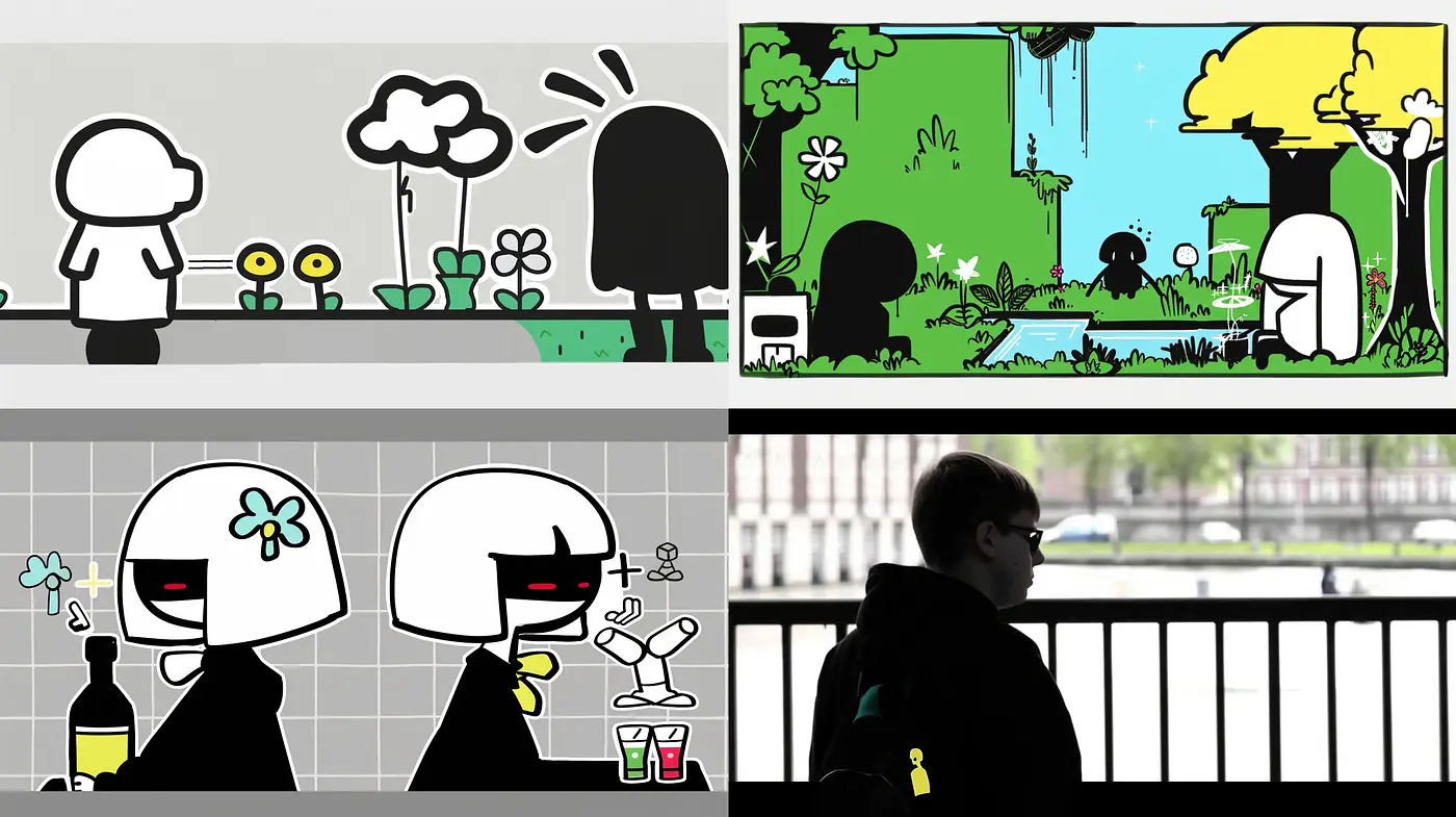 Contemporary Contrast and Line Art Fusion with a Monochromatic Essence - Midjourney sref style