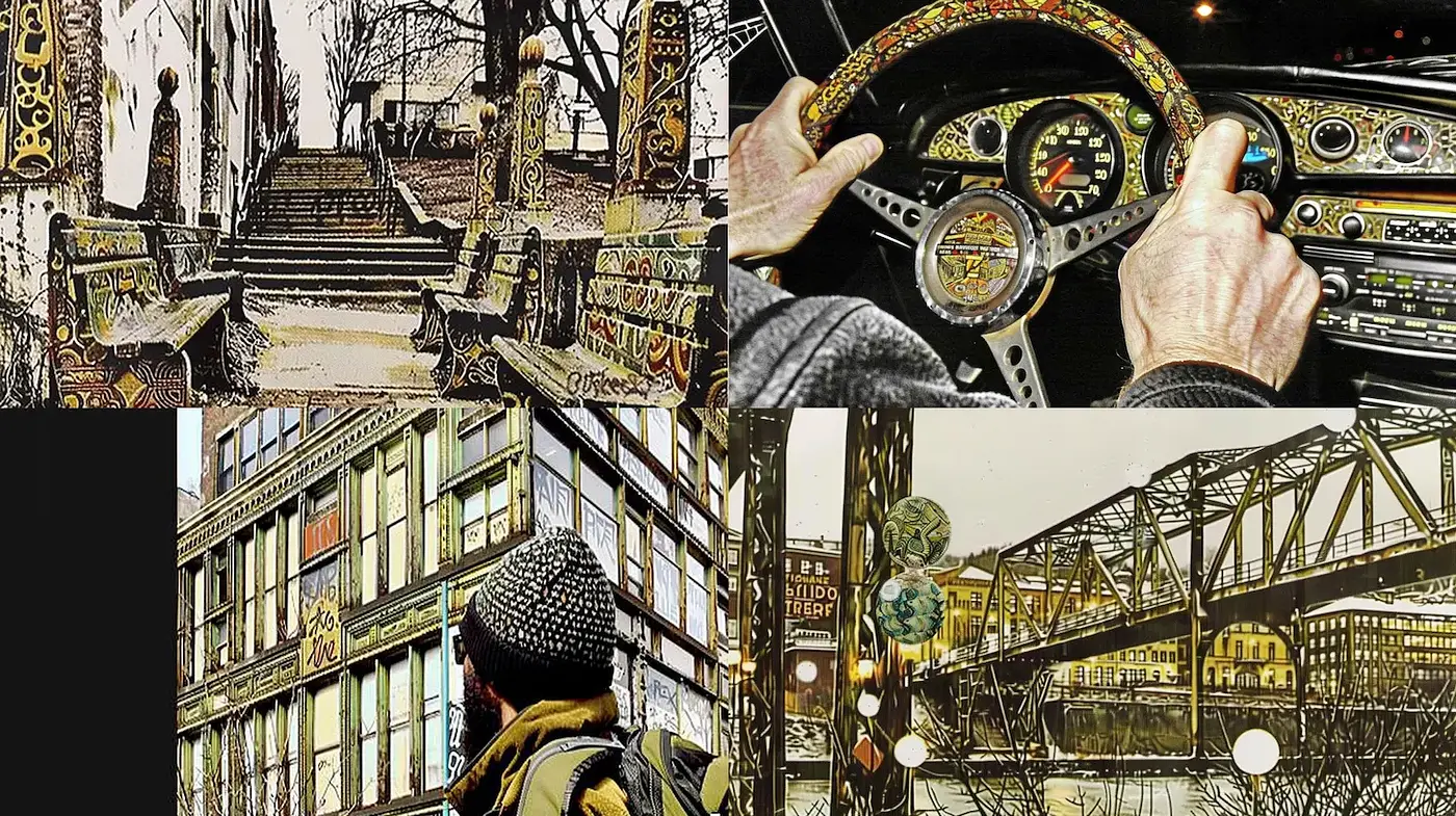 A Diverse Exploration of Urban Vintage Aesthetics with a Touch of Surrealism - Midjourney sref style