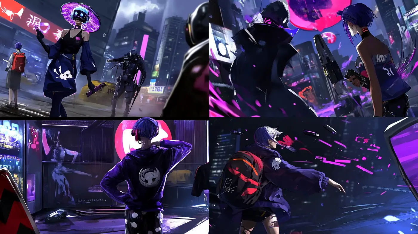 Neon-Noir Cyberpunk Elegance - Midjourney sref style