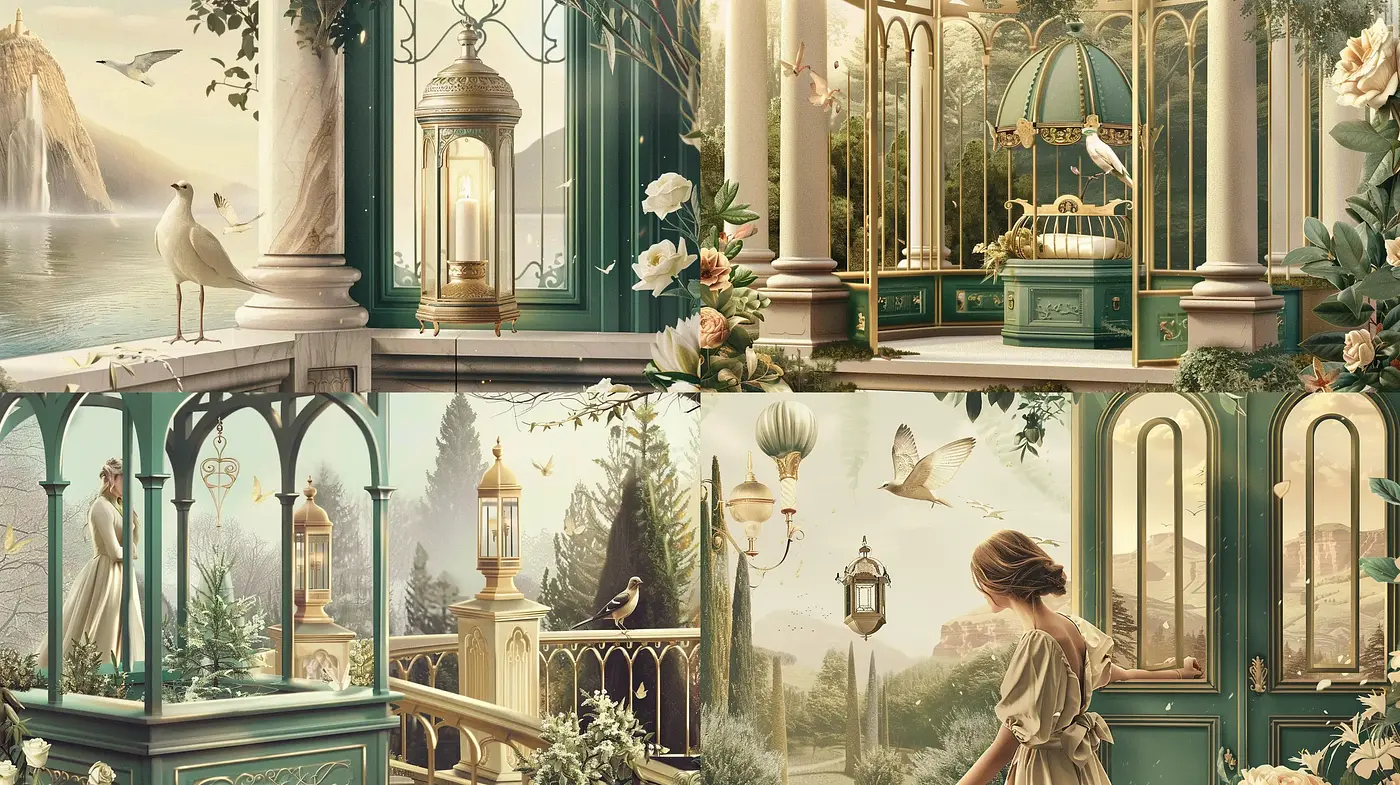 Tranquil Reveries in Pastel Conservatory Elegance - Midjourney sref style