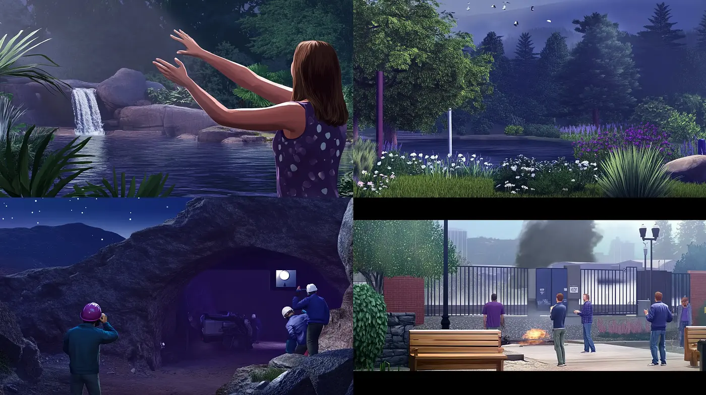 Twilight Hues and Cinematic Shading in Digital Landscapes - Midjourney sref style
