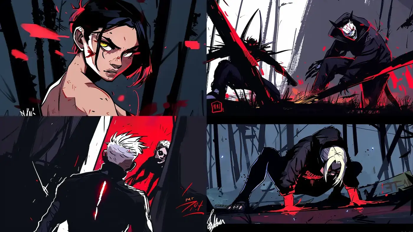 Dynamic and striking visual style blending modern comic elements with an edgy aesthetic - Midjourney sref style