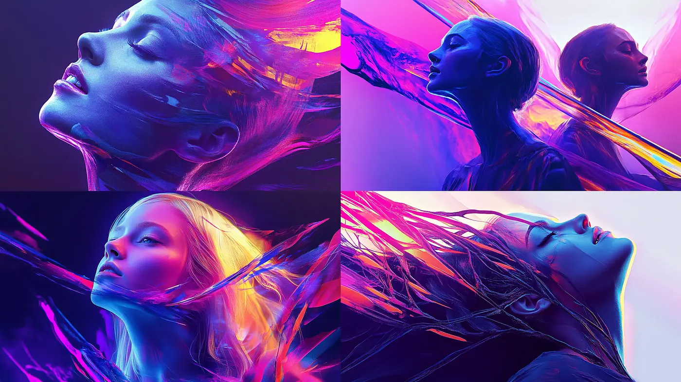 Luminous Ethereal Portraits with Neon Contours - Midjourney sref style