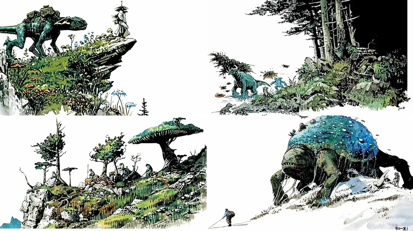 Whimsical and Lush Fantasy Landscapes with Surreal Elements - Midjourney sref style