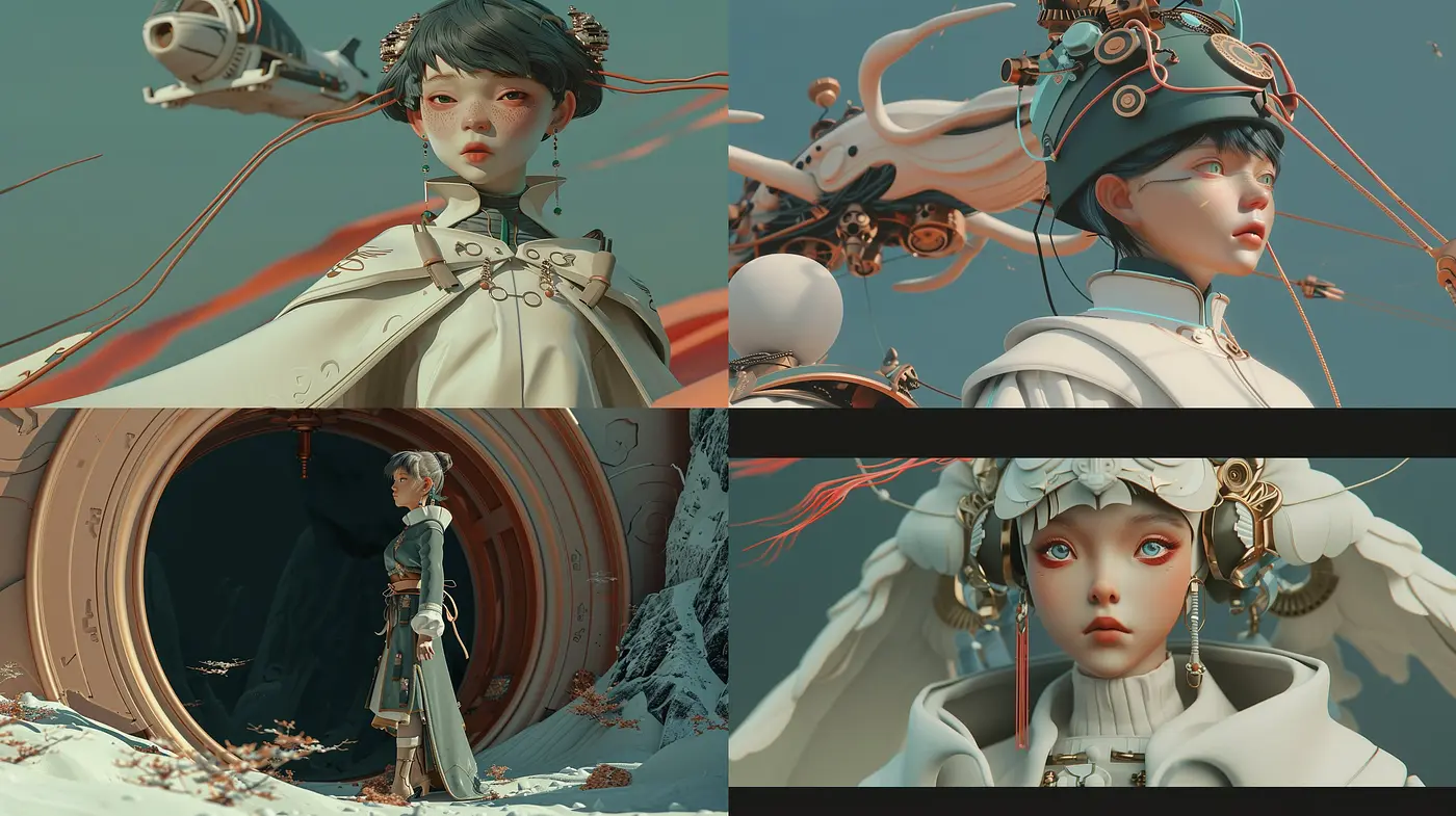 Futuristic Elegance with Surreal Overtones in A Pastel Dreamscape - Midjourney sref style