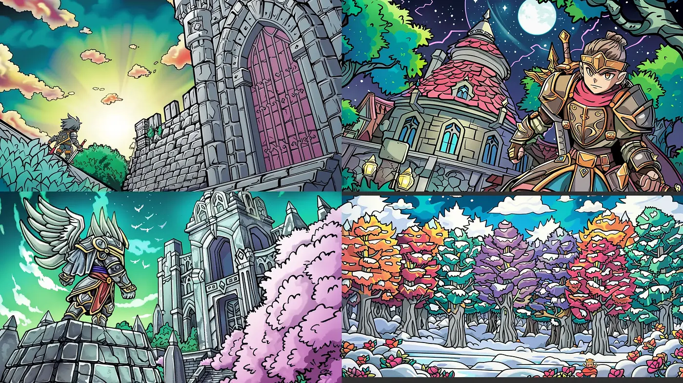 Fantasy Comic Fusion with Vibrant Chromatic Enchantment - Midjourney sref style