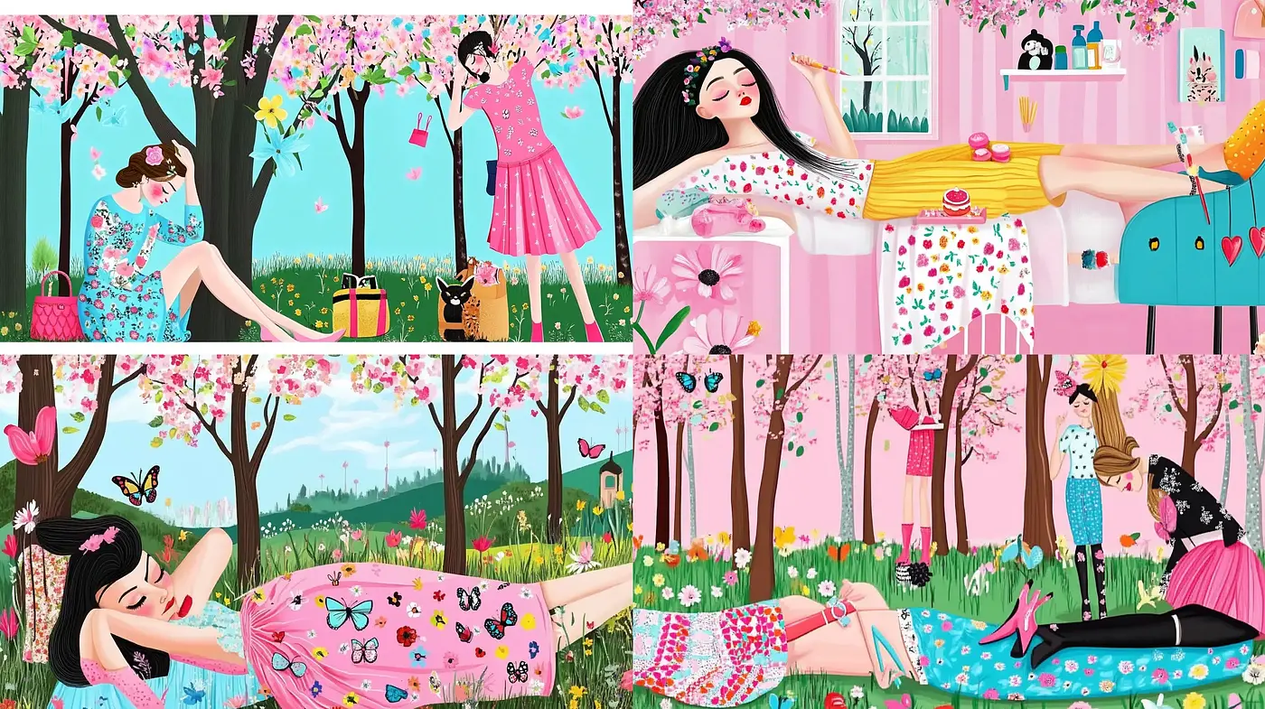 Cherry Blossoms and Whimsical Dreams: A Pastel Storybook Journey - Midjourney sref style
