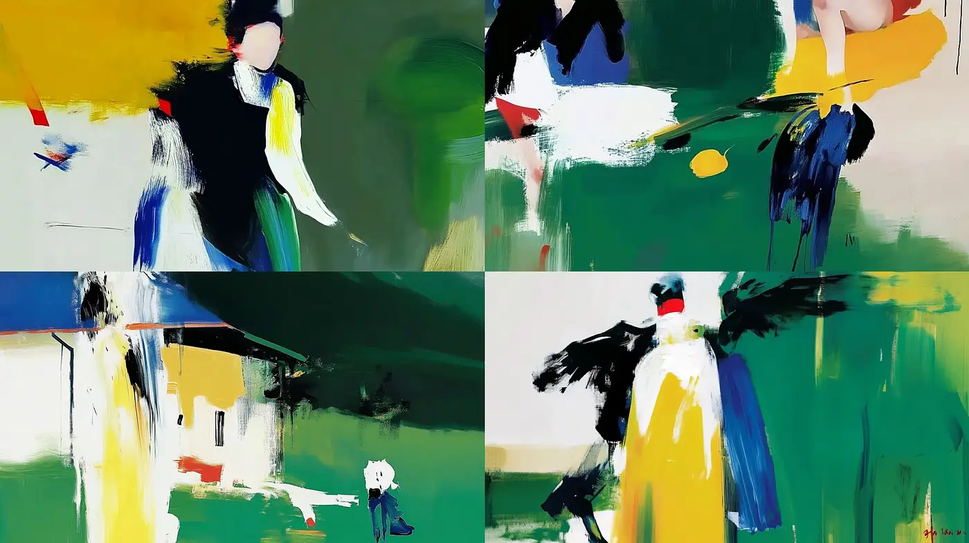 Abstract Expressionist Fusion with Vibrant Modernity - Midjourney sref style
