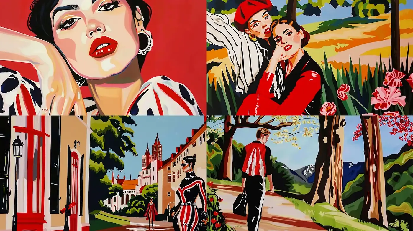 Vibrant and Bold Retro Aesthetic with a Touch of Glamour - Midjourney sref style