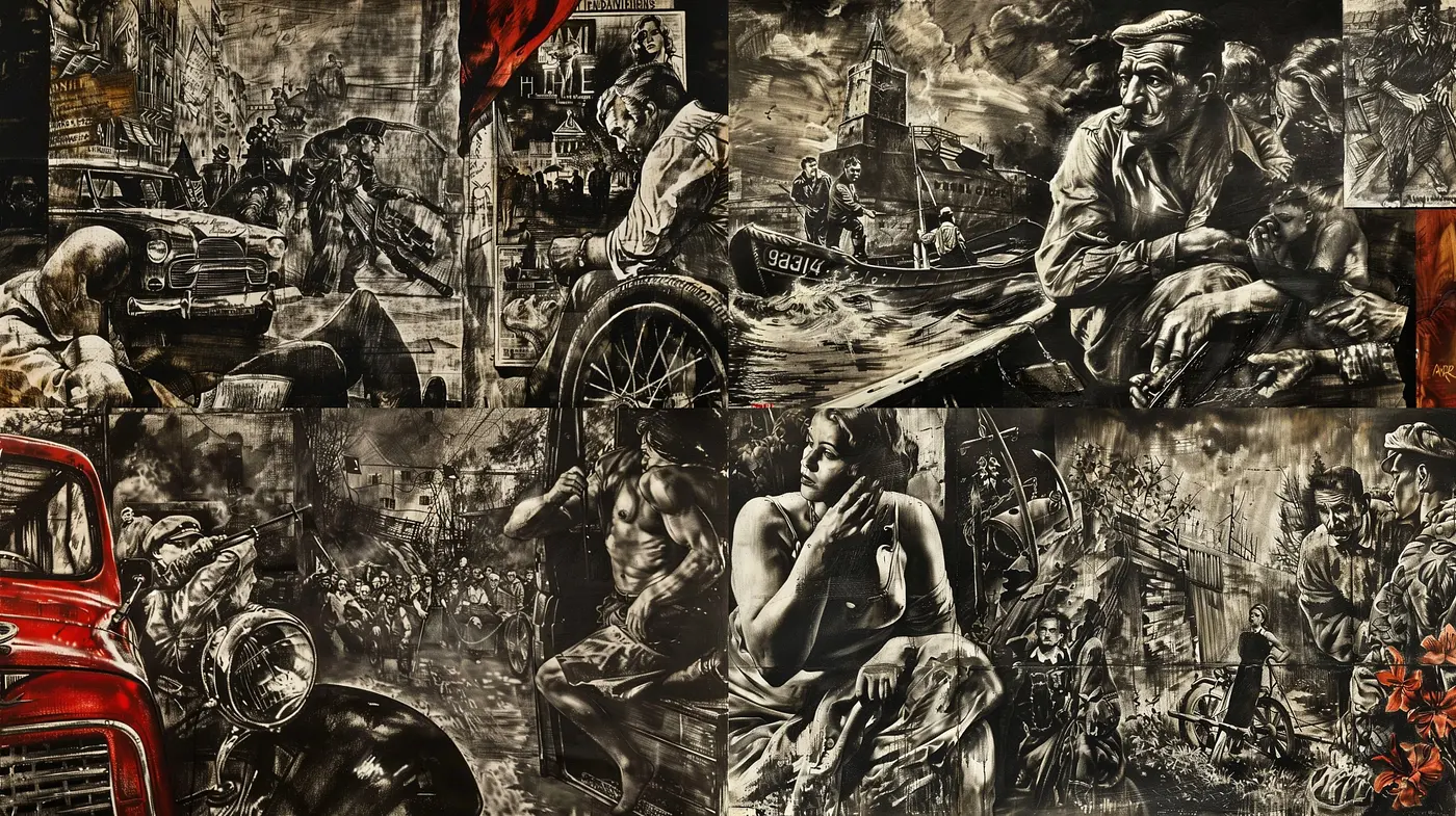 Timeless Monochrome Tapestry: A Fusion of Historical Echoes in Greyscale - Midjourney sref style