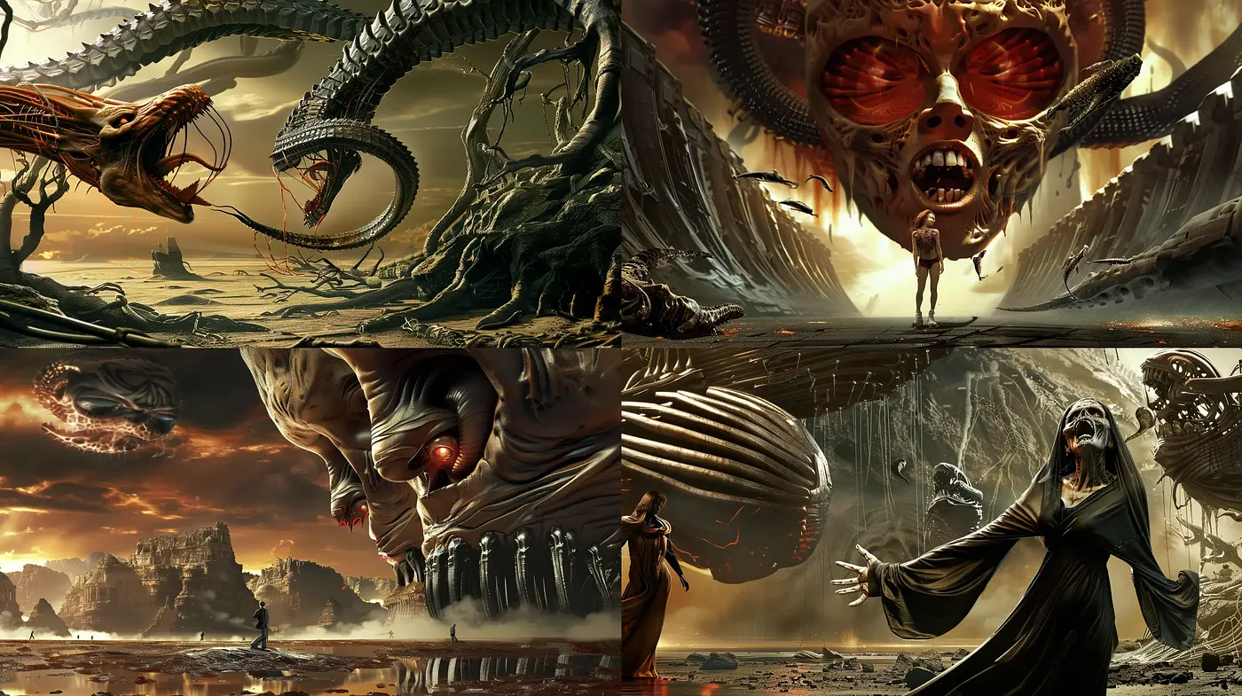 Apocalyptic Visions: A Dark Fantasia of Surreal Horrors - Midjourney sref style