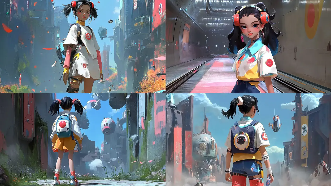 Futuristic Anime-Inspired Digital Art with Vibrant Splashes of Color - Midjourney sref style