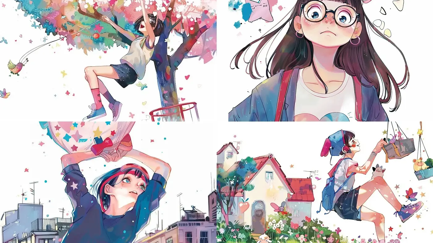 Whimsical Anime-Inspired Watercolor Dreamscapes - Midjourney sref style