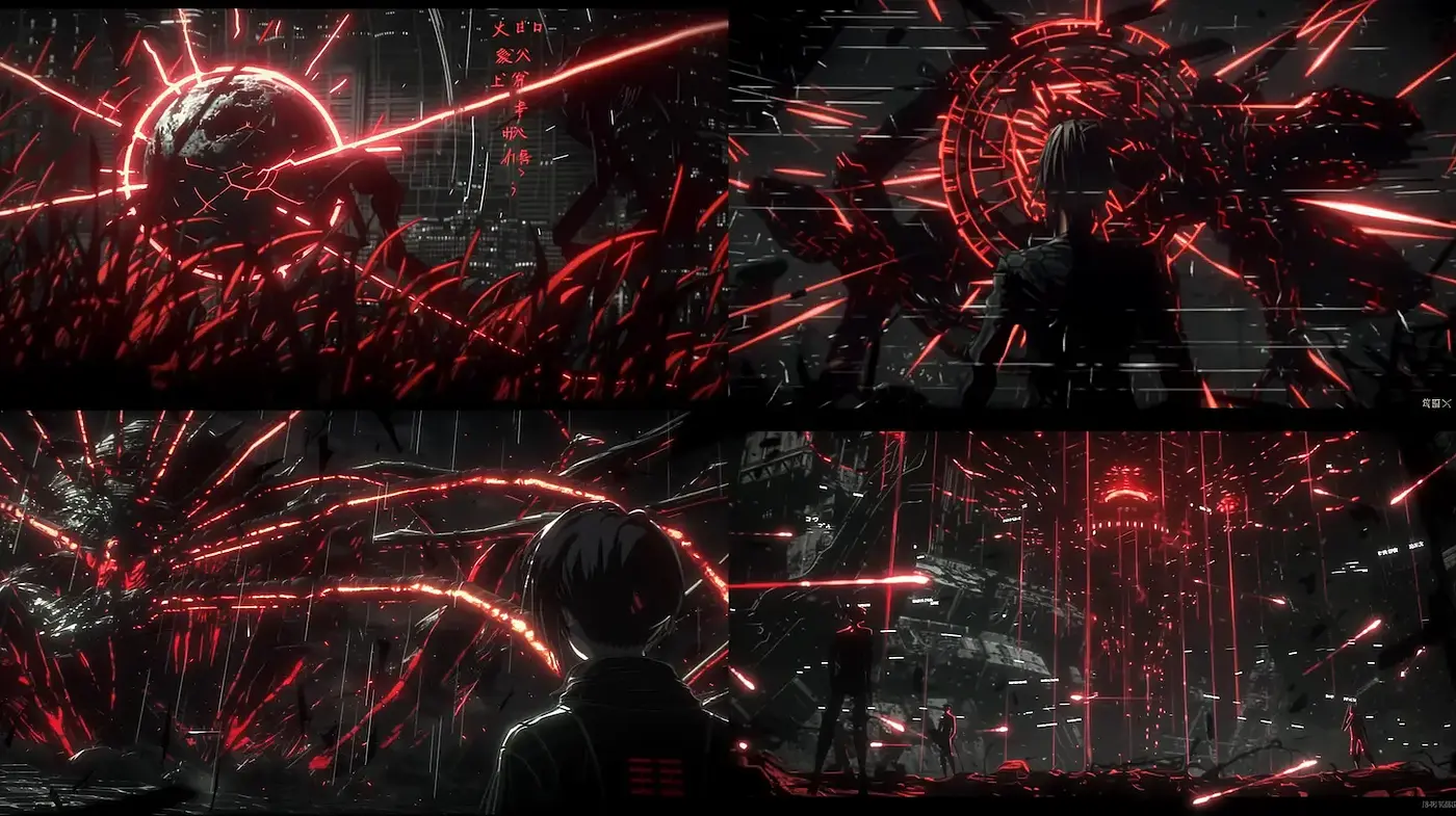 Futuristic cyberpunk aesthetic with dynamic contrasts - Midjourney sref style