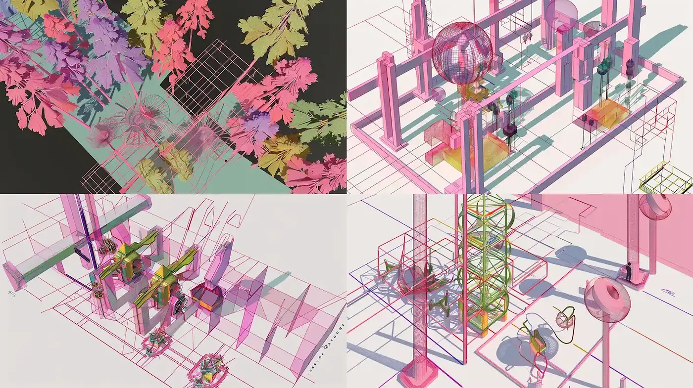 Pastel Dreamscapes with Geometric Complexity - Midjourney sref style