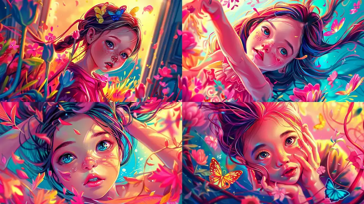 Whimsical and Vibrant Imagery with Floral Themes - Midjourney sref style