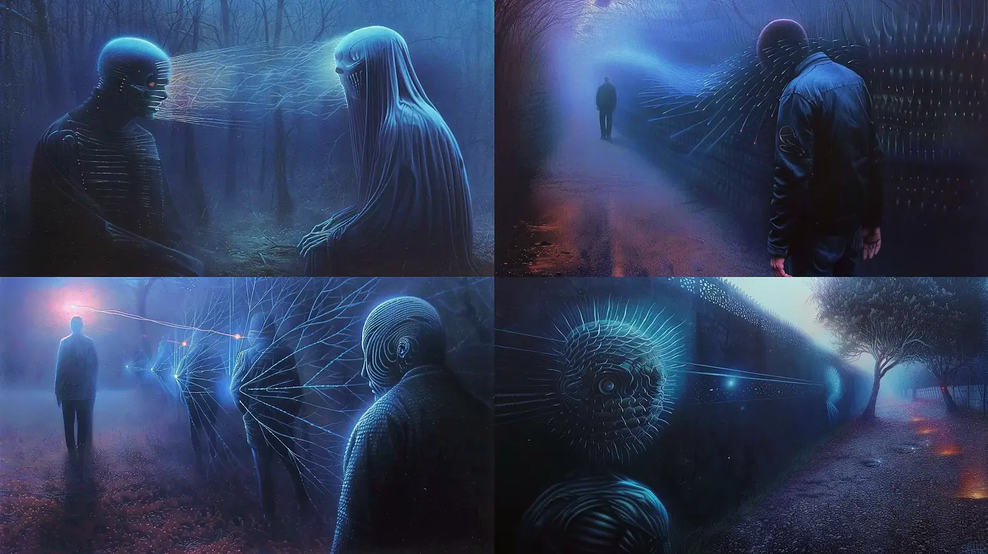 Ethereal Nocturnal Hues in Surrealist Landscapes - Midjourney sref style