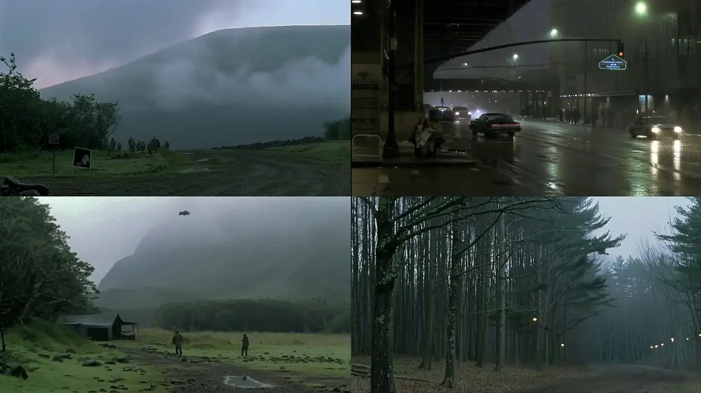 Mystical and Atmospheric Landscapes with Urban Elements - Midjourney sref style