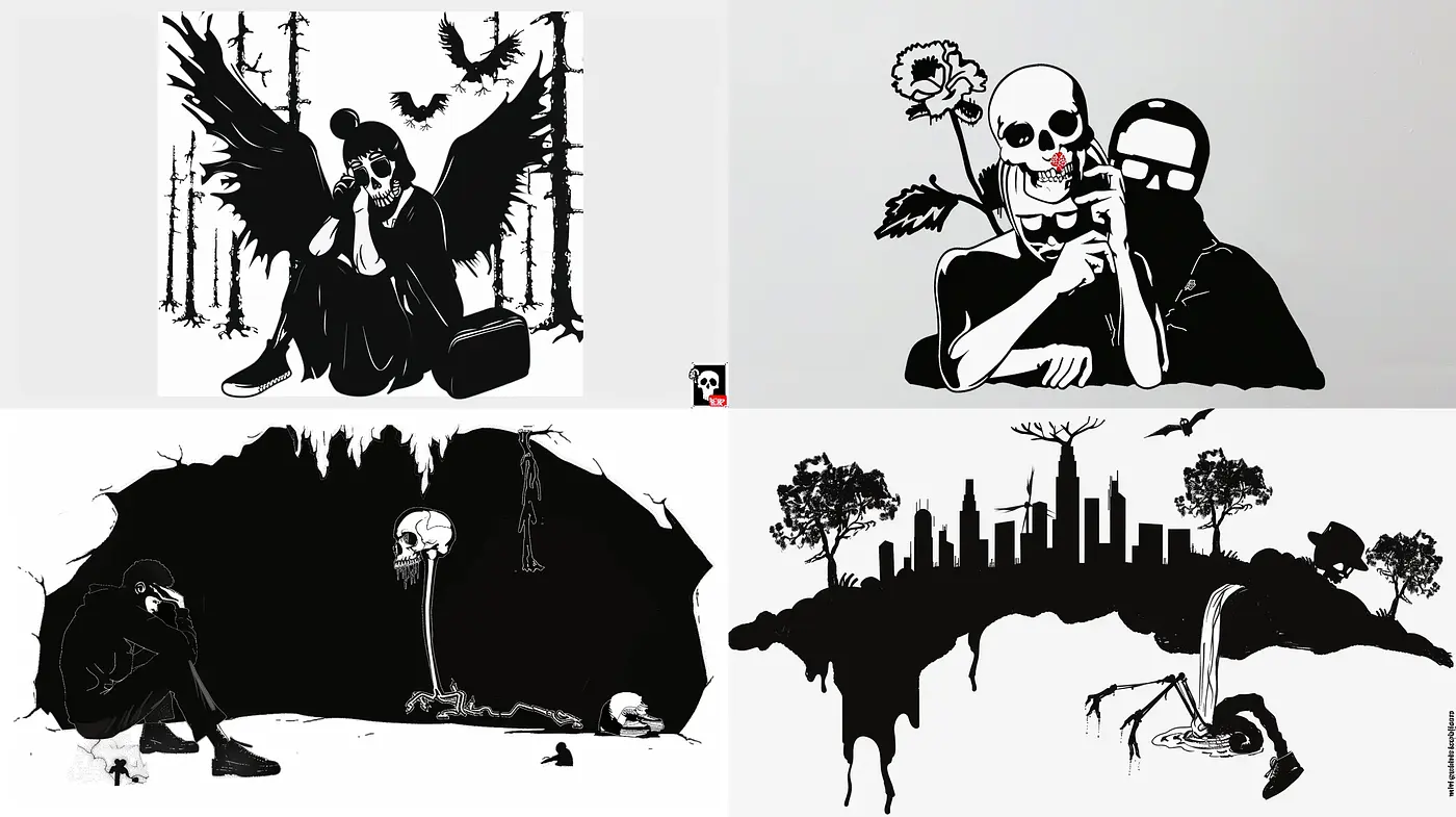 Stark Monochromatic Contrast with Gothic Undertones - Midjourney sref style
