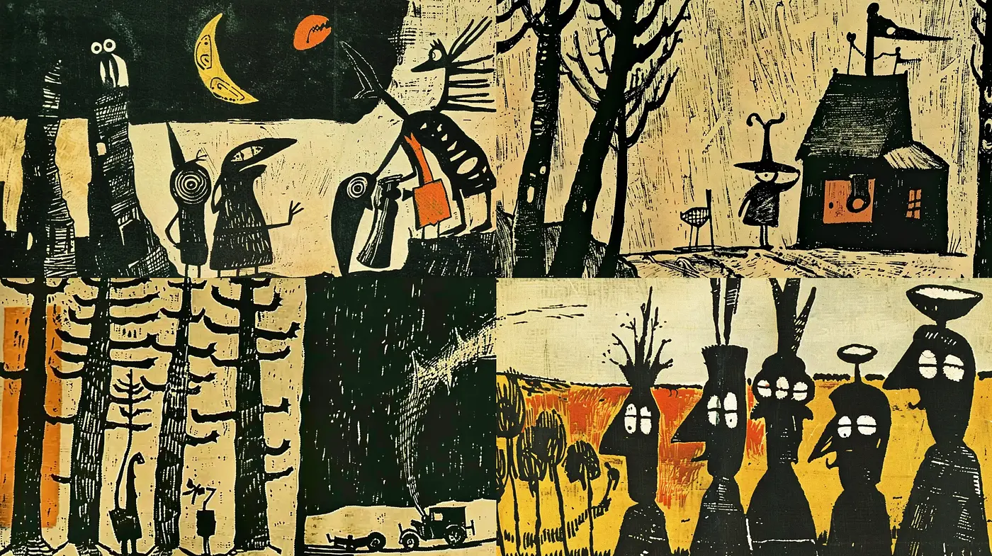 Primitive Mysticism with Textured Paper Ambiance - Midjourney sref style