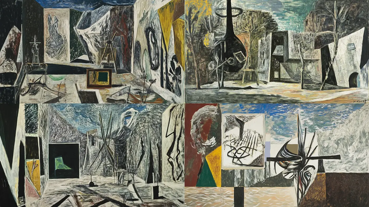 Abstract Tapestry of Cubist and Expressionist Fusion - Midjourney sref style