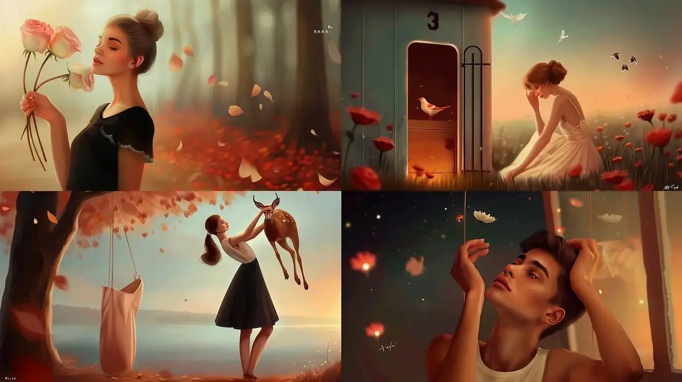 Whimsical Autumn Aesthetic with Emotional Depth - Midjourney sref style