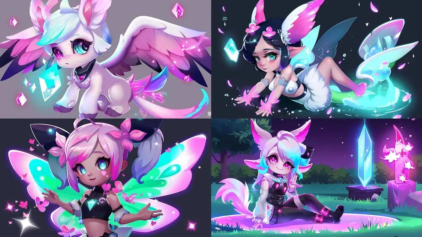 Whimsical and Ethereal Fantasy Aesthetic with Vibrant Character Design - Midjourney sref style