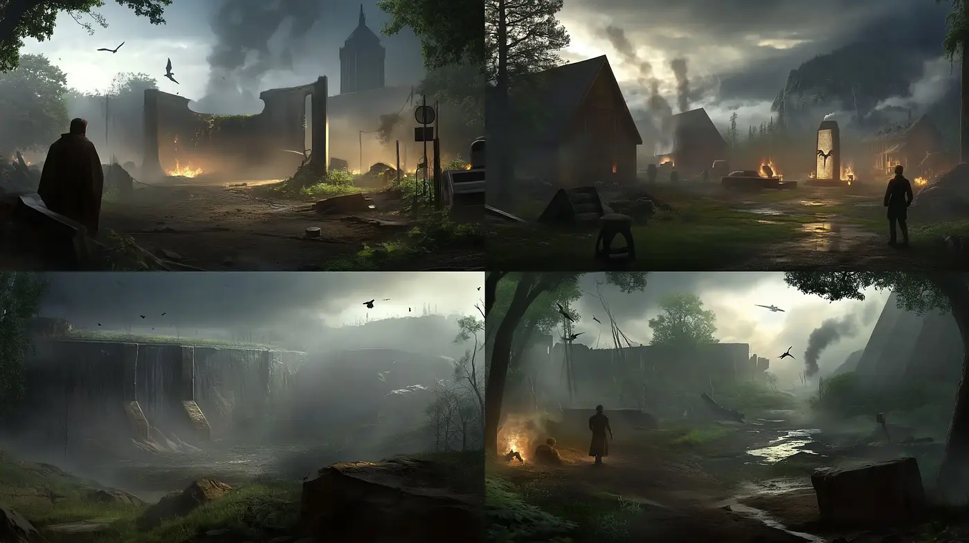 Ethereal Dawn: A Consistent Vision across Distant Landscapes - Midjourney sref style