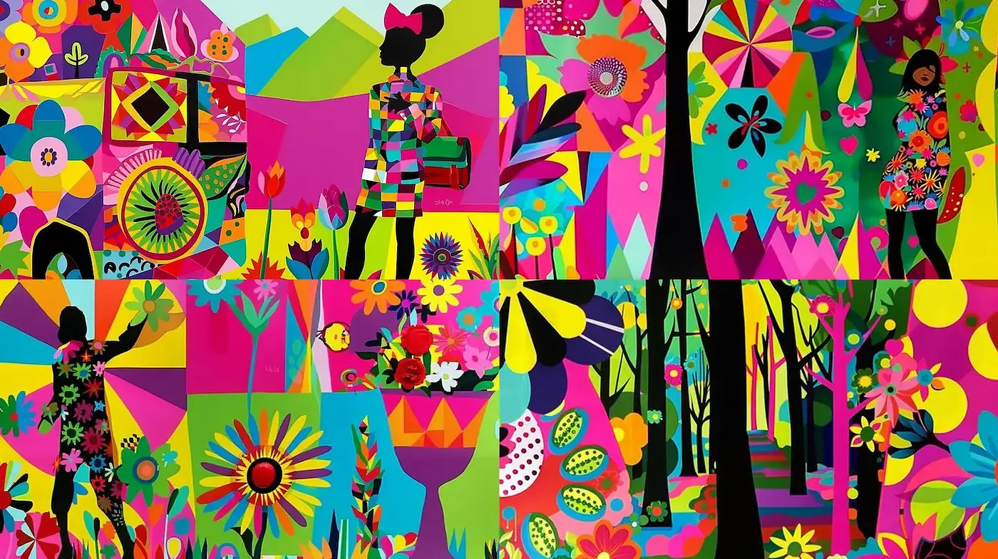 Vibrant and Playful Visual Collage Inspired by Modern Pop Art - Midjourney sref style