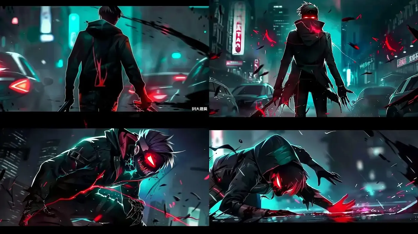 Futuristic Neon Cyberpunk Aesthetic with Dramatic Lighting and Dynamic Composition - Midjourney sref style