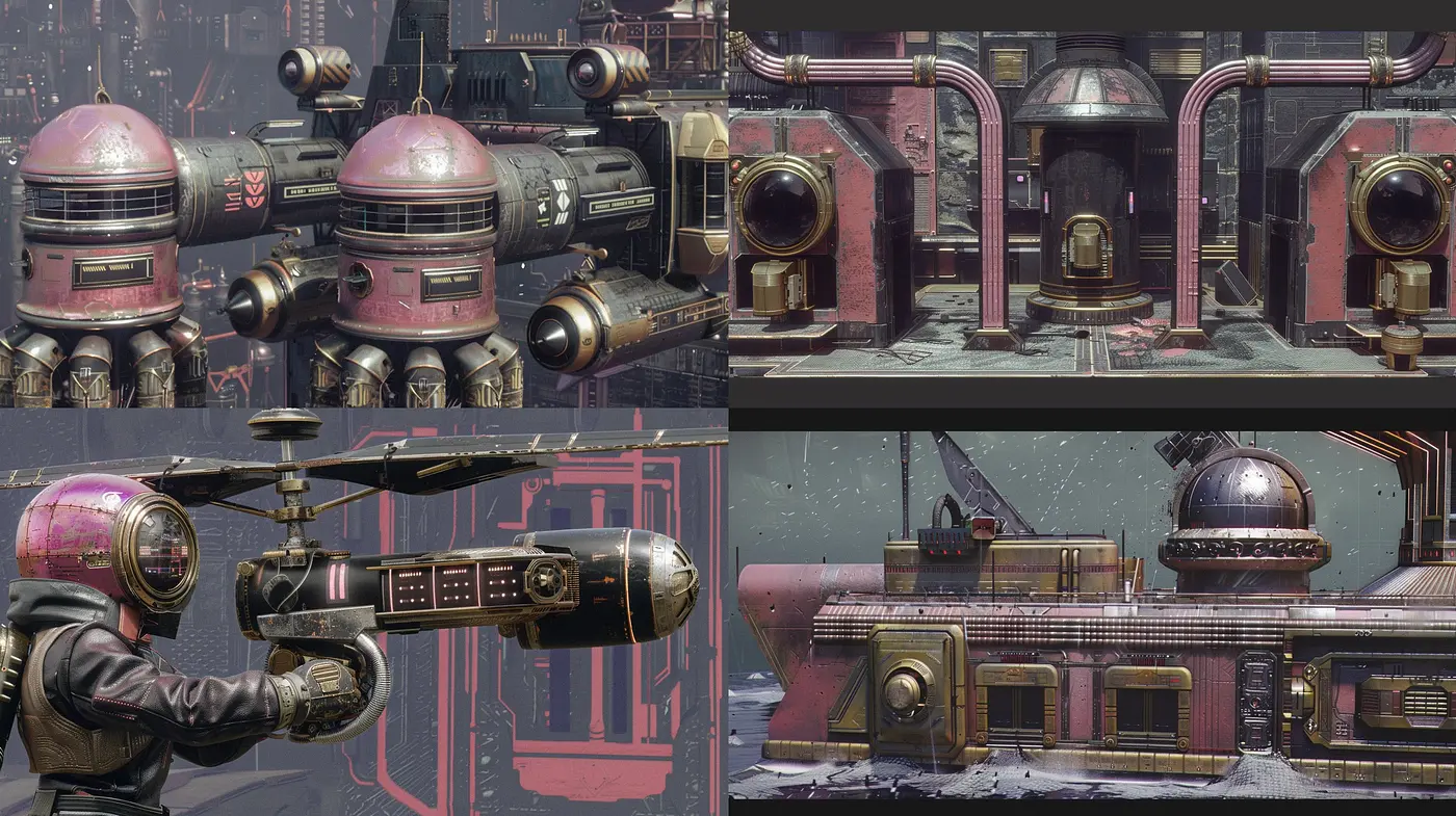 Futuristic Retro Technology in Dusky Pink Hues - Midjourney sref style