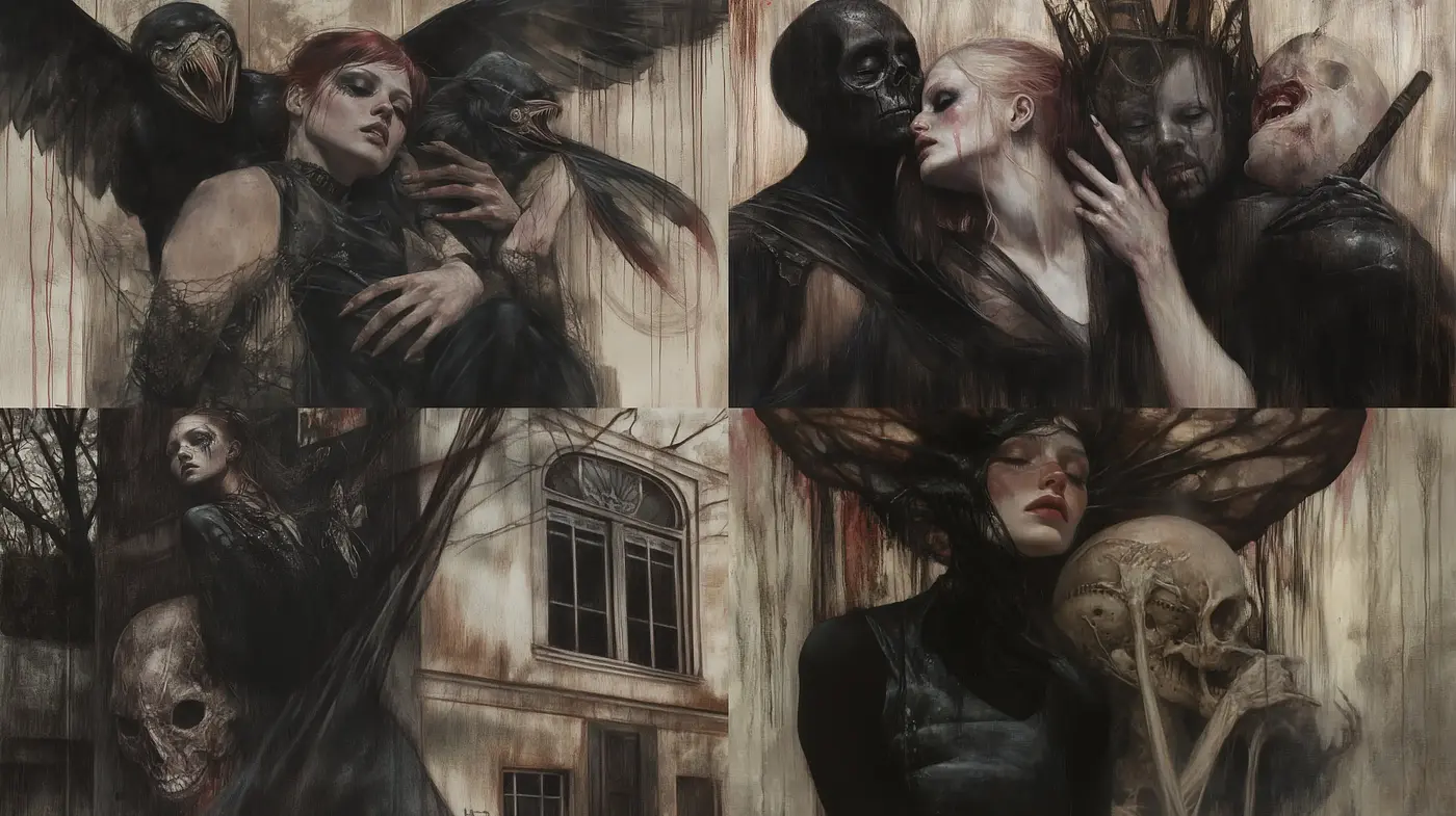 Ethereal Macabre: A Darkly Surreal Artistic Exploration - Midjourney sref style