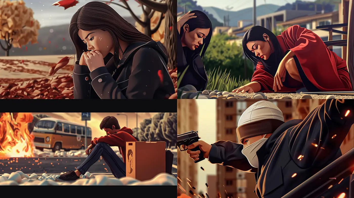 Dramatic Cinematic Illustration with Warm Tones and Evocative Lighting - Midjourney sref style