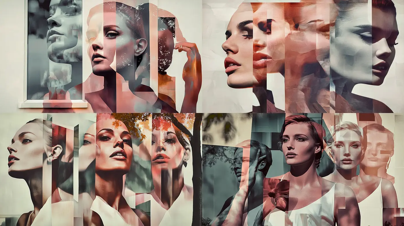 Ethereal Montage of Overlapped Portraiture - Midjourney sref style