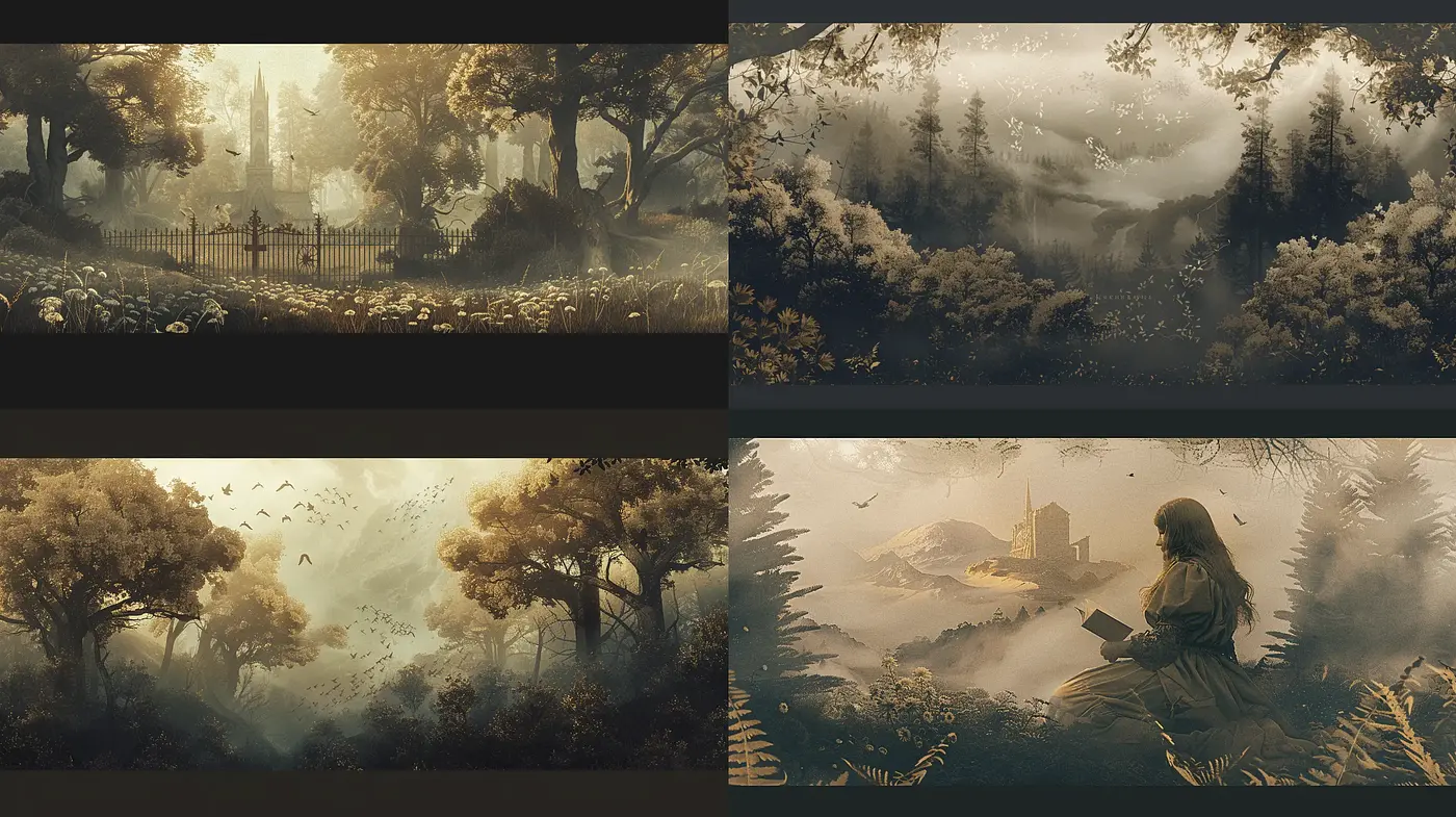 Dreamlike Pastoral Symphony: A Consistent Ethereal Landscape Journey - Midjourney sref style