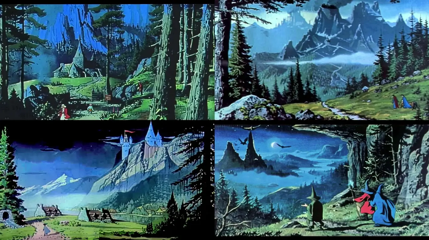 Enchanted Storybook Landscapes Manifesting Vintage Animation Charm - Midjourney sref style