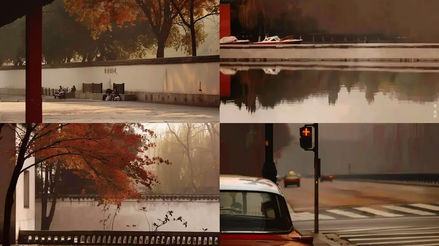 Autumnal Hues and Cinematic Atmosphere in Urban Settings - Midjourney sref style
